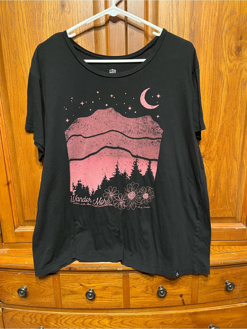 torrid Black Tee with Pink Mountain Moon Graphic